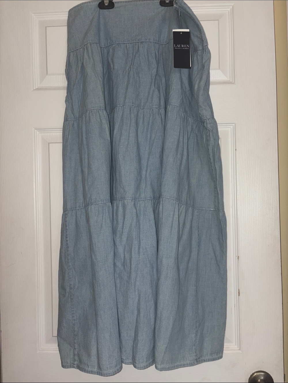 Lauren Ralph Lauren Blue Lagoon Tiered Boho Skirt, Size 8, NWT